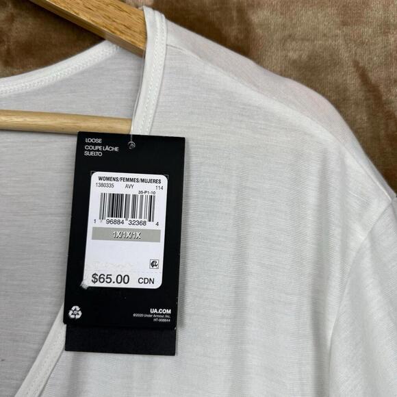 Under Armour Project Rock White V-Neck Twist Front Top Women’s 1X Loose Fit Gym - Picture 4 of 10